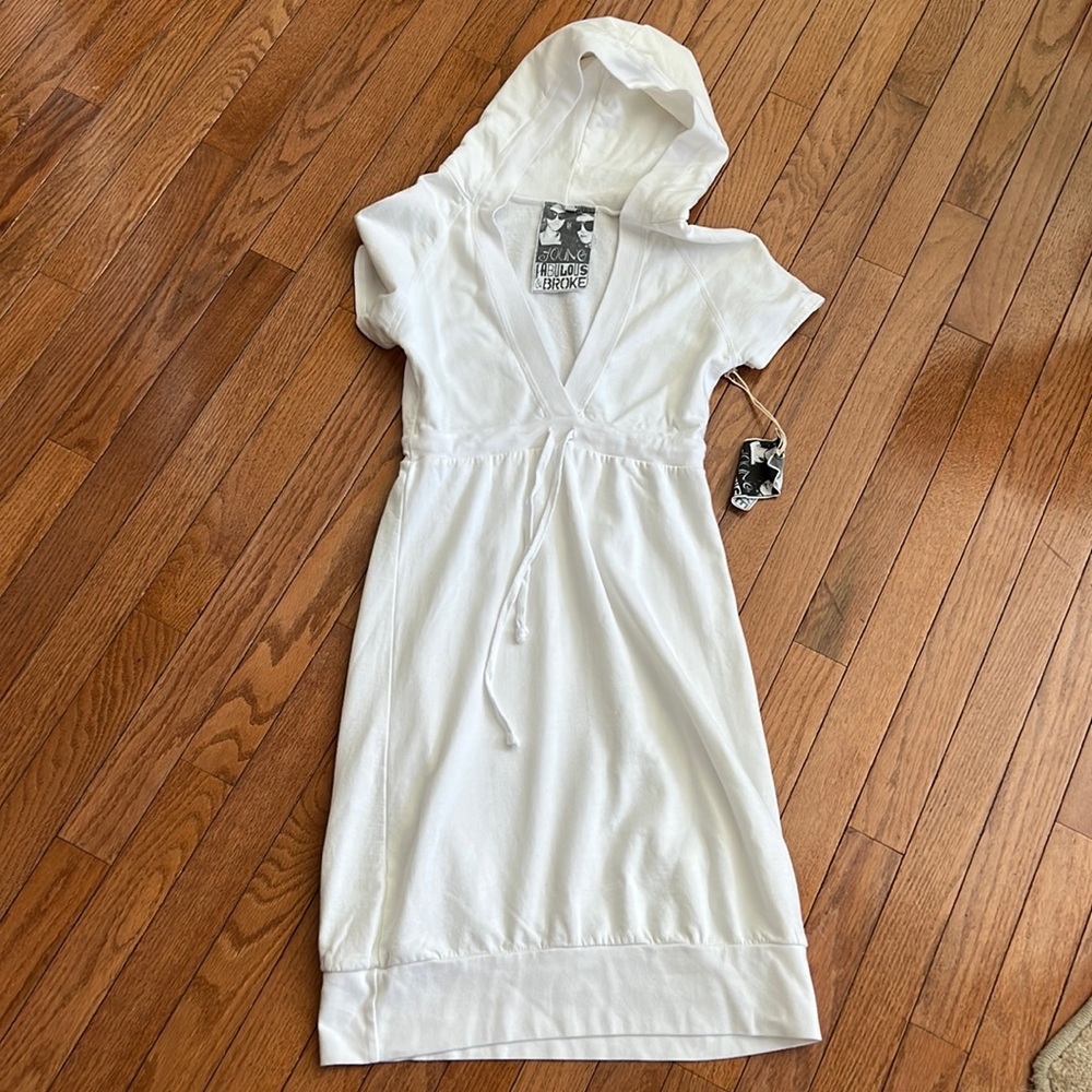 NWT Young Fabulous & Broke White Hooded Mini Dress